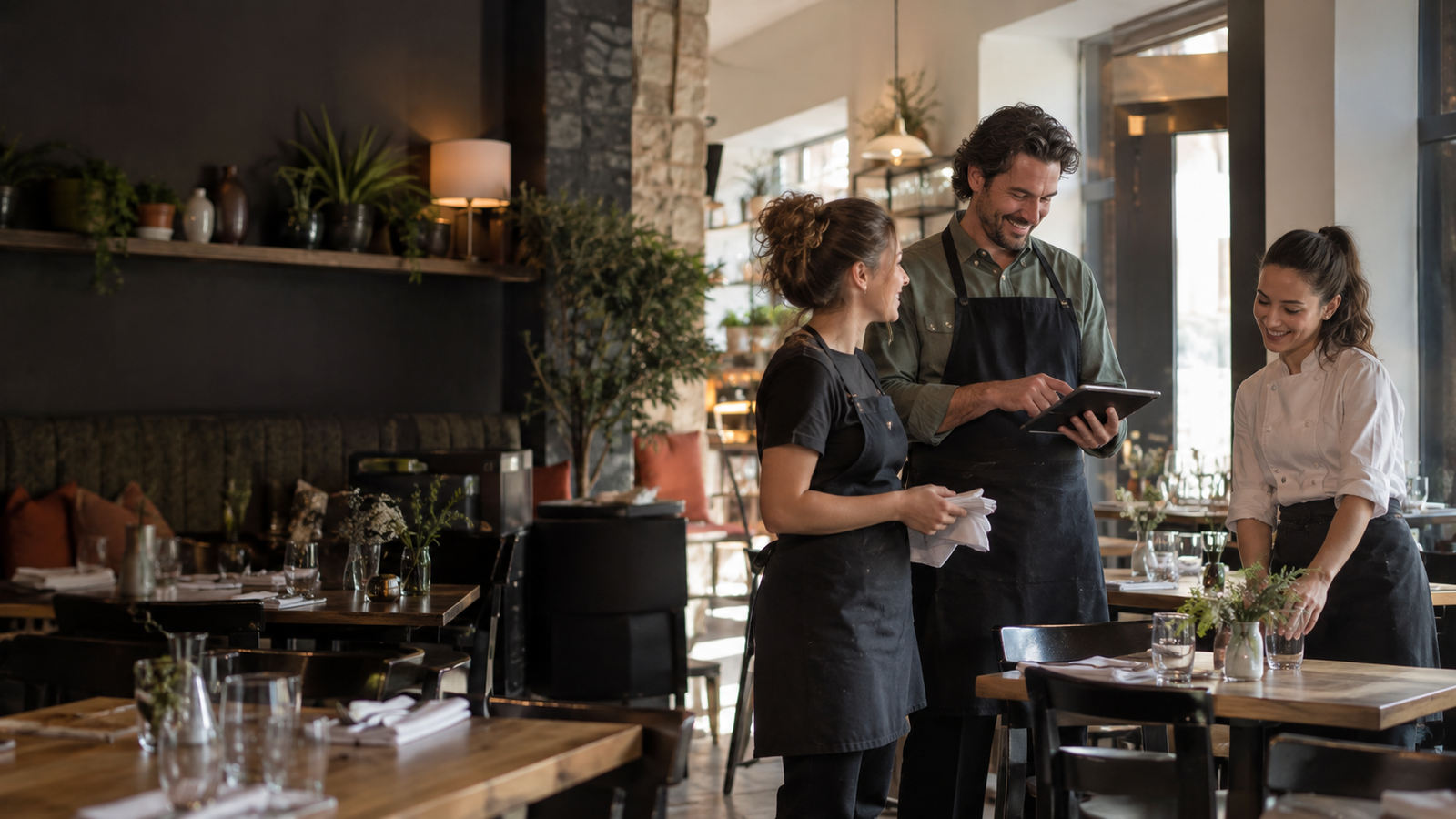A small business team working confidently