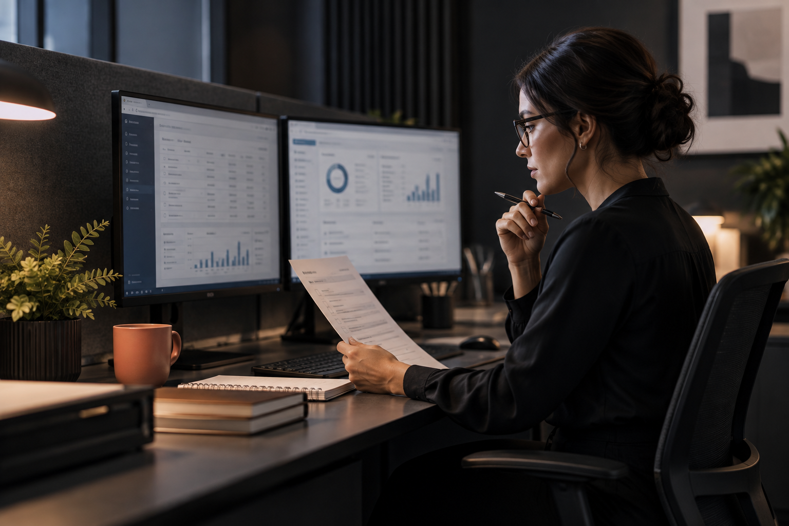 A professional reviewing payroll controls