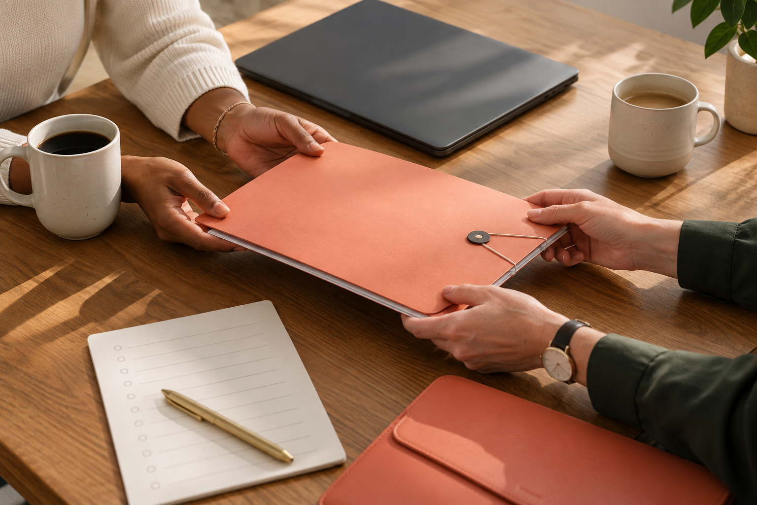 A secure client document handover